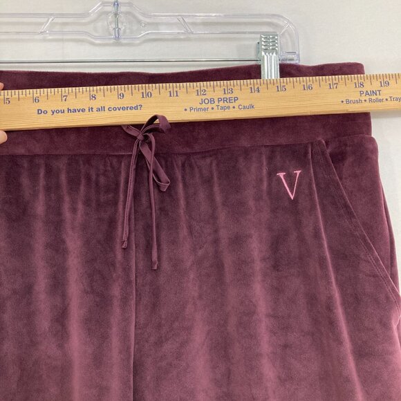 New Victoria's Secret size XL Velour Jogger Pants in Burgundy Slouchy Comfy - Picture 6 of 10
